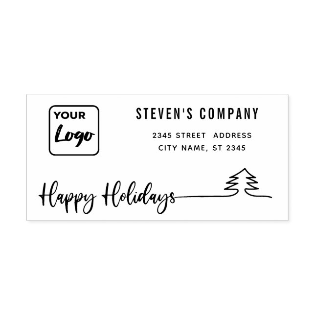 Minimalistische Logokalligraphie Happy Holidays Ru Permastempel (Design)