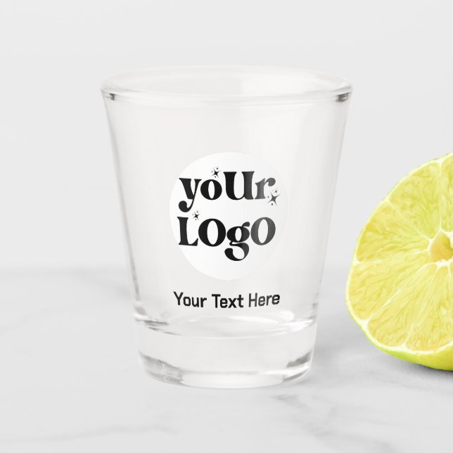 Minimalistische Logos und Texte Schnapsglas (Vorderseite)