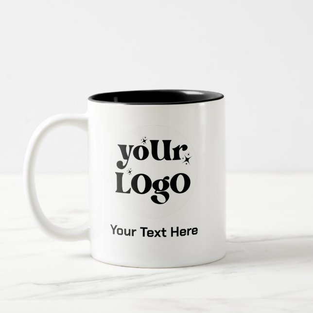 Minimalistische Logos und Texte Zweifarbige Tasse (Links)