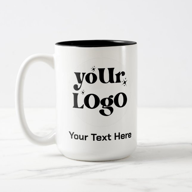 Minimalistische Logos und Texte Zweifarbige Tasse (Links)
