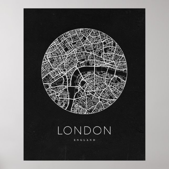 Minimalistische Londoner City-Karte Poster (Vorne)