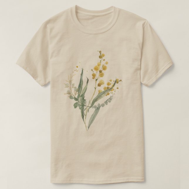 Minimalistische Long Stem Wild Blume T-Shirt (Design vorne)