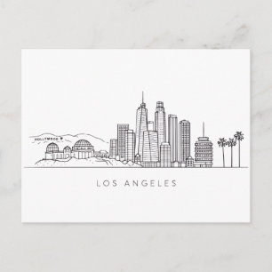 Minimalistische Los Angeles Skyline Illustration Postkarte