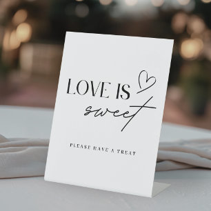 Minimalistische 'Love is Sweet' Hochzeits-Dessert- Sockelschild