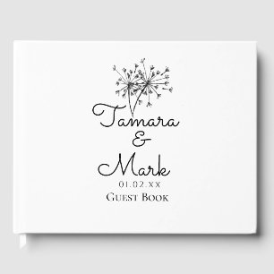 Minimalistische Löwenzahn-Hochzeit einfache Schrif Gästebuch