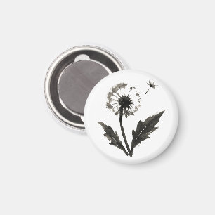 Minimalistische Löwenzahn – Tintenpinsel-Naturdesi Magnet