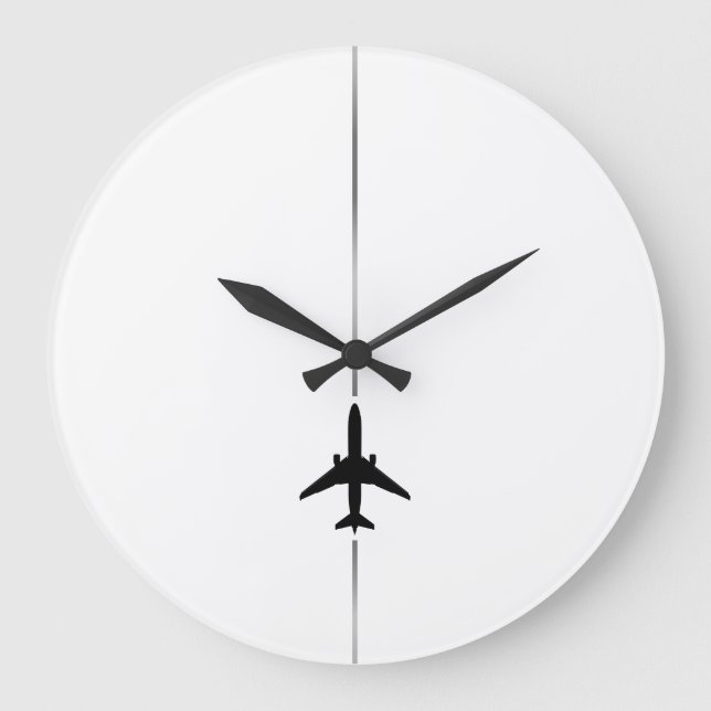 Minimalistische Luftfahrtuhr Große Wanduhr (Vorderseite)