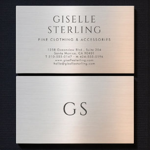 Minimalistische Luxus-Boutique-Kleidung Metallisch Visitenkarte