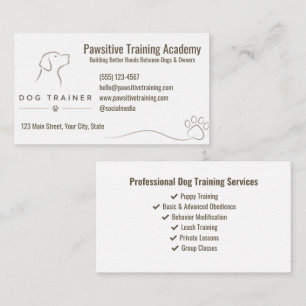 Minimalistische Luxus-Hunde-Trainingsdienste Custo Visitenkarte