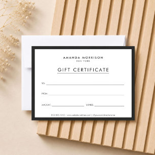 Minimalistische Luxus Weiße Geschenkgutschein