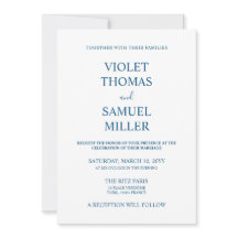 Minimalistische Luxusblaue Hochzeit