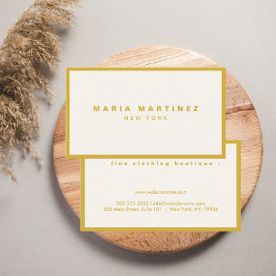 Minimalistische Luxusboutique Gold/Elfenbein Visitenkarte