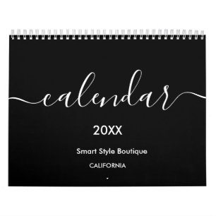 Minimalistische Luxusboutique Schwarz und Weiß Kalender
