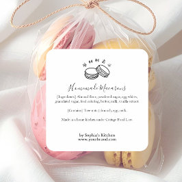 Minimalistische Macaron-Bäckerei-Zutat Quadratischer Aufkleber