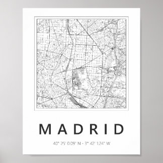 Minimalistische Madrid-Karte Poster