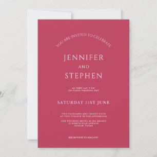 Minimalistische Magenta Einfache Elegante Hochzeit Einladung