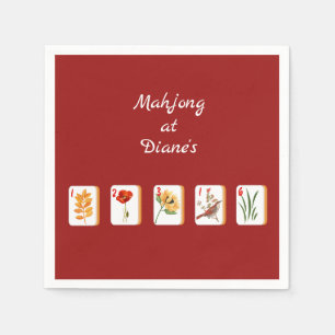 Minimalistische Mahjong-Blumenkacheln Papier-Servi Serviette
