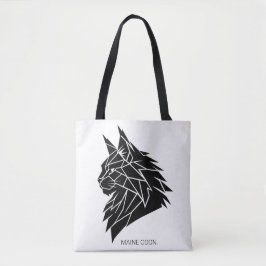 Minimalistische Maine-Coon-Geometrie-Baumwoll-Tasc