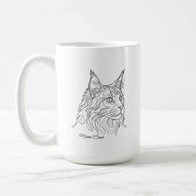 Minimalistische Maine Coon Liniengrafik mit indivi Kaffeetasse (Links)