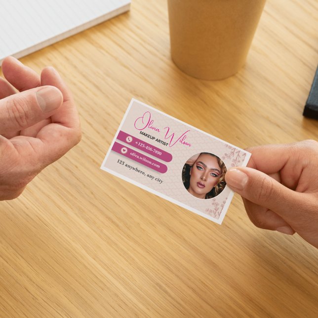 Minimalistische Makeup Artist Elegant mit Foto Visitenkarte (Von Creator hochgeladen)