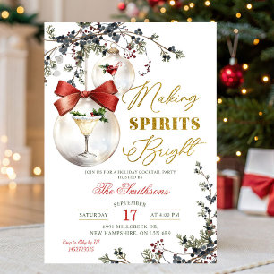 Minimalistische Making Spirits Bright Cocktailpart Einladung