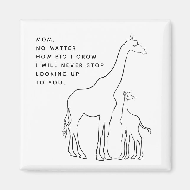 Minimalistische Mama Baby Giraffe Line Art Muttert Magnet (Vorne)