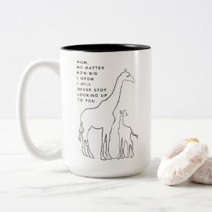 Minimalistische Mama Baby Giraffe Line Art Muttert Zweifarbige Tasse