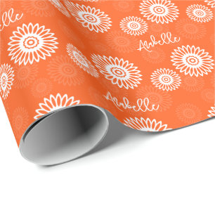 Minimalistische Mandarine Orangenblütenname Geschenkpapier