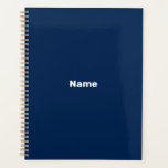 Minimalistische marinebaublaue Texttonografie Planer<br><div class="desc">Minimalistischer marineblauer Sondertext,  Name,  Jahr,  Initialen,  monogramm schlichter personalisierter Planer. Benutzerdefinierter weißer Text auf marineblau schlichter solider Farbhintergrund.</div>