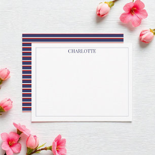 Minimalistische marineblaue Streifen Klassisch Chi Mitteilungskarte