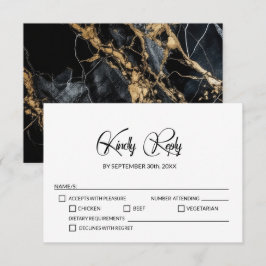 Minimalistische Marmorhochzeit RSVP Karte