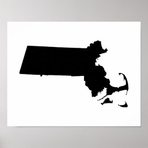 Minimalistische Massachusetts in Schwarz Poster
