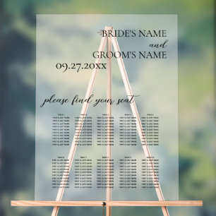 Minimalistische Mattierte Hochzeitstabelle Acrylschild
