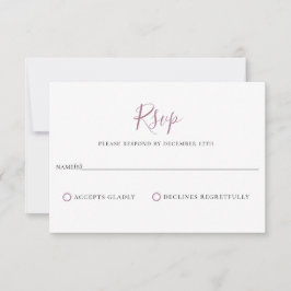 Minimalistische Mauve Lila Wedding RSVP Card