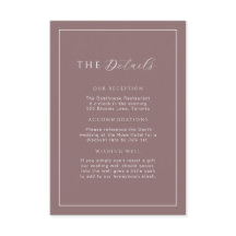 Minimalistische Mauve Taupe Hochzeitdetails Beilag