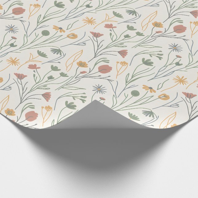 Minimalistische Meadowcore-Abstrakte Wildblumen Geschenkpapier (Ecke)