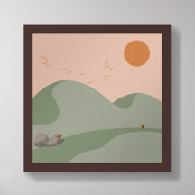Minimalistische Meeresgrün-Boho-Bergszene