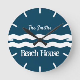 Minimalistische Meereswellen Nautische Küste Runde Wanduhr