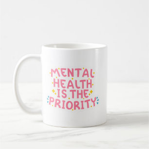 Minimalistische Mental Health Typografie fröhliche Kaffeetasse