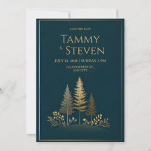 Minimalistische Midnight Gold Baum Hochzeit