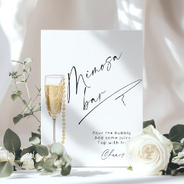 Minimalistische Mimosa Bar Pearls und Prosecco Poster