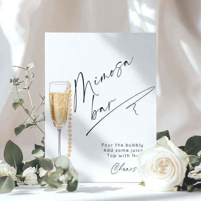 Minimalistische Mimosa Bar Pearls und Prosecco Poster (Von Creator hochgeladen)