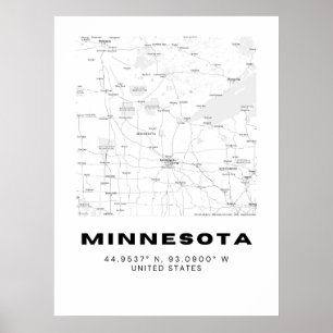 Minimalistische Minnesota Karte Poster