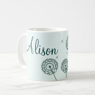 Minimalistische Minze, weiße Leuchte Blume Name Kaffeetasse