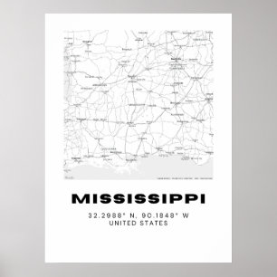 Minimalistische Mississippi Karte Poster