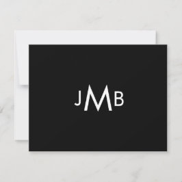 Minimalistische Mit Monogramm Initialen Schwarz ge Dankeskarte