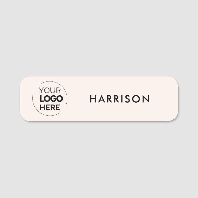 Minimalistische Mitarbeiter mit Logo-Light Pink Namensschild (Vorderseite)