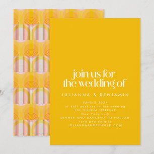 Minimalistische Mittelmoderne gelbe geometrische H Einladung