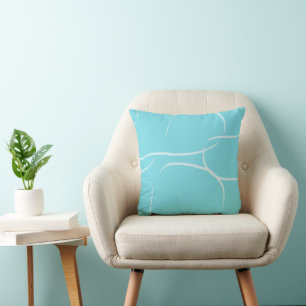 Minimalistische moderne Abstrakte Linie Kunst Aqua Kissen
