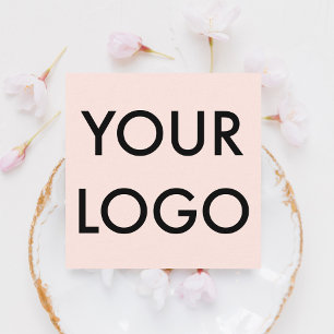 Minimalistische moderne Add-On für Ihr Logo Rosa Quadratische Visitenkarte